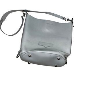 Rebecca Minkoff Megan gray leather crossbody purse bag 12” x 13”